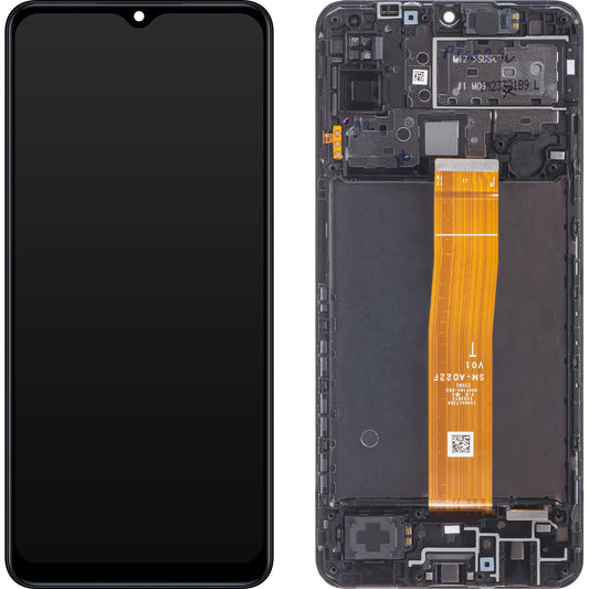 Samsung Galaxy M12 M127 érintőképernyős kijelző, kerettel, fekete, csere GH82-25042A