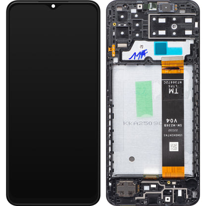Samsung Galaxy A13 A135 érintőképernyős kijelző, kerettel, fekete, Swap GH82-28508A