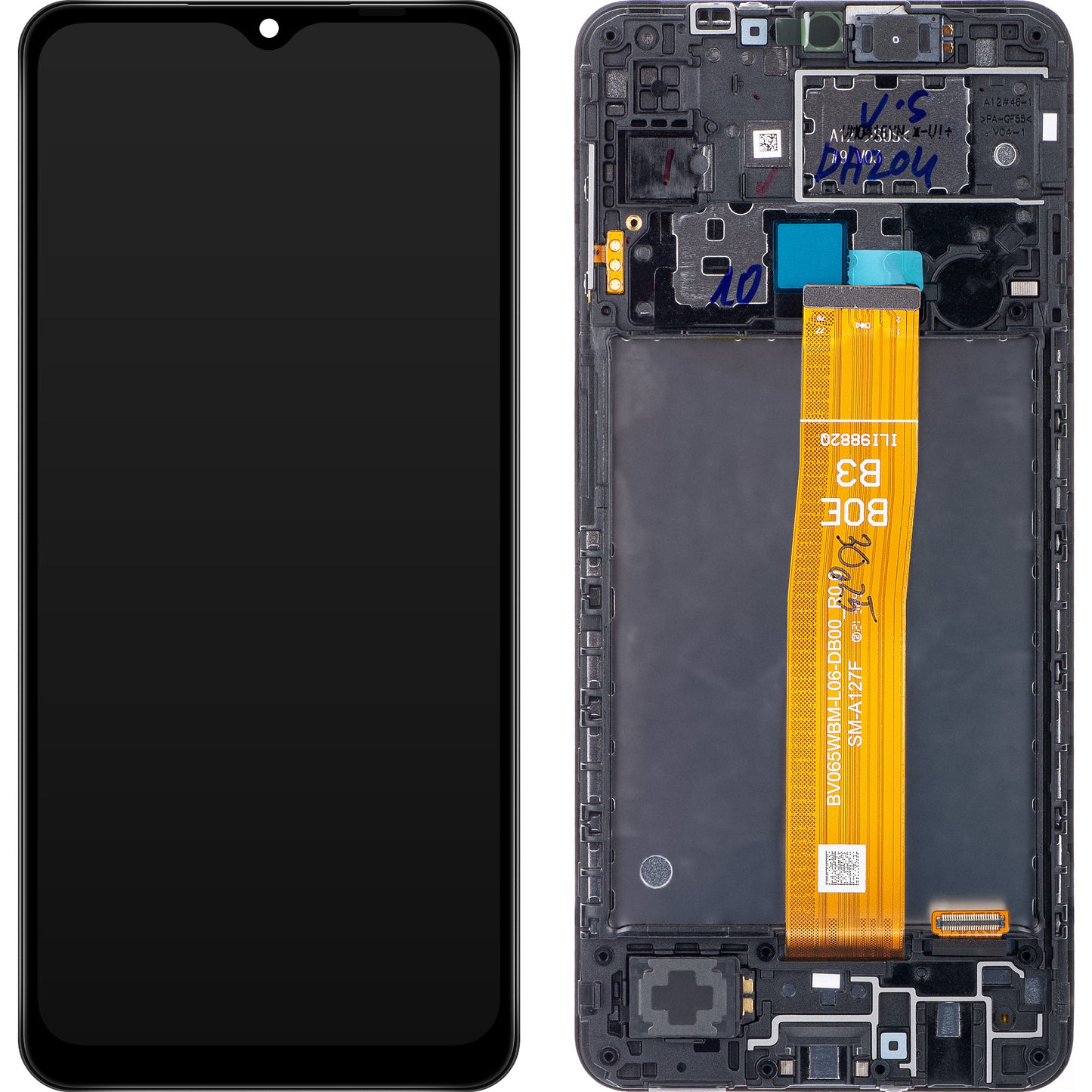Samsung Galaxy A12 Nacho A127 érintőképernyős kijelző, kerettel, fekete, újrazárt GH82-26486A