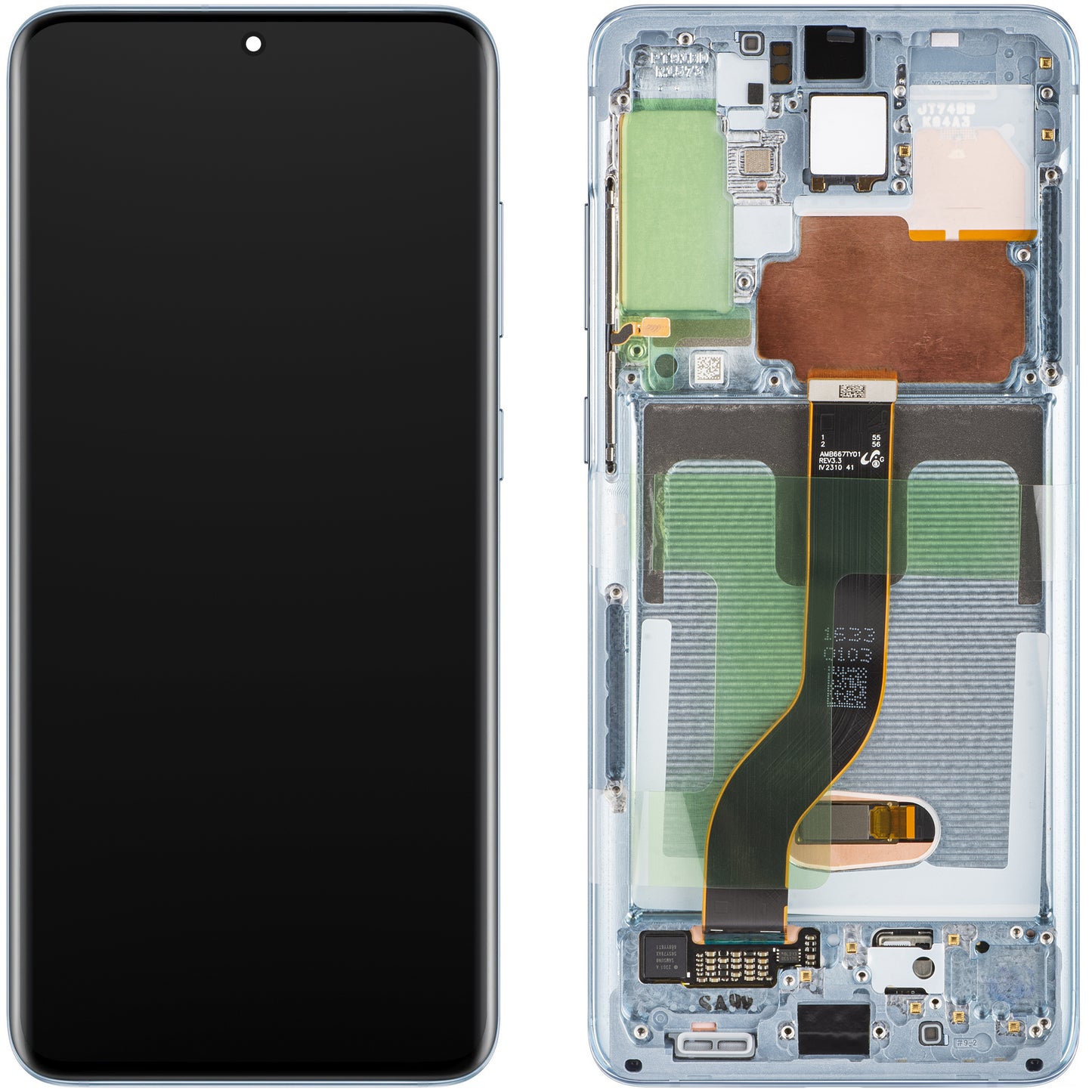 Érintőképernyős kijelző Samsung Galaxy Galaxy S20+ 5G G986 / S20+ G985, kerettel, Bleu (Cloud Blue), szervizcsomag GH82-31441D 