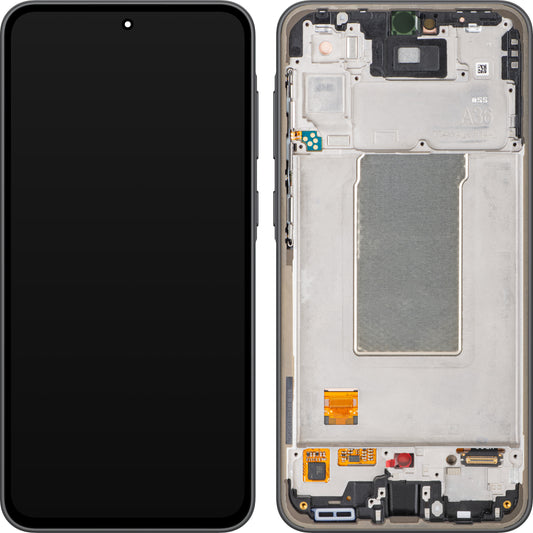 Samsung Galaxy A36 A366 kijelző érintőképernyővel, kerettel, fekete, Service Pack GH82-36841A