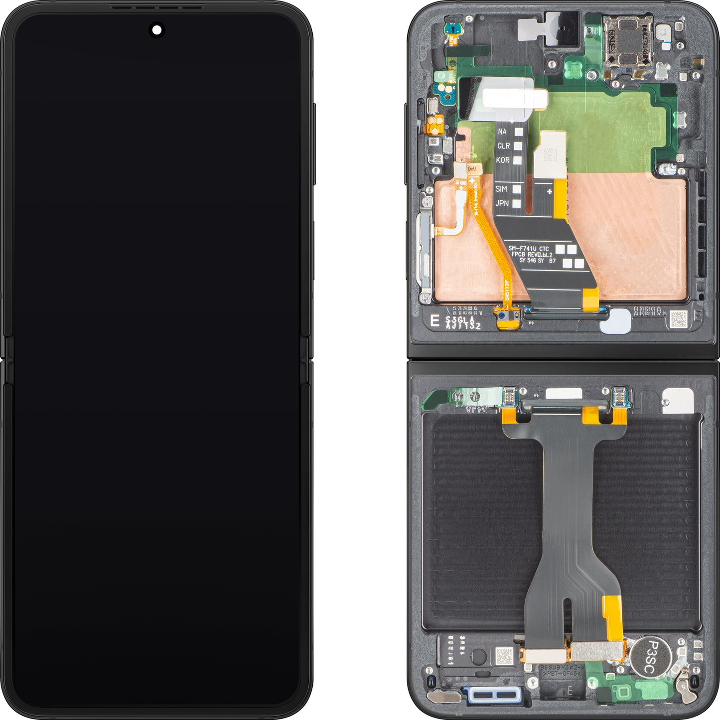 Samsung Galaxy Z Flip6 F741 Touchscreen Display, with Frame, Sub Inner, Black (Crafted Black), Service Pack GH82-35014E
