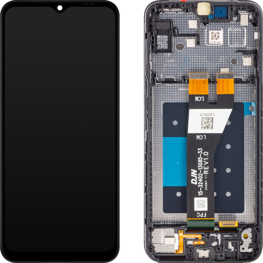 Samsung Galaxy A14 5G A146 érintőképernyős kijelző, kerettel, európai verzió, fekete, újrazárva GH81-23315A