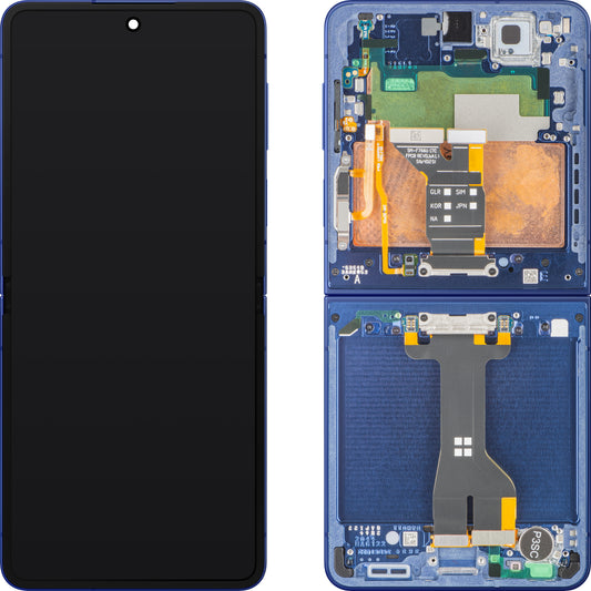 Kijelző érintőképernyővel Samsung Galaxy Z Flip7 F766, Kerettel, Belső Alkatrésszel, Kék (Blue Shadow), Szervizcsomag GH82-37581A