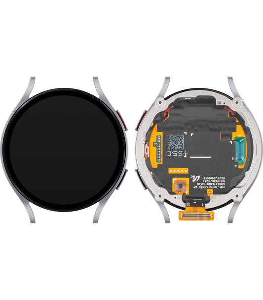 Samsung Galaxy Watch6 44mm érintőképernyős kijelző, kerettel, LTE verzió, ezüst, Service Pack GH97-28838C