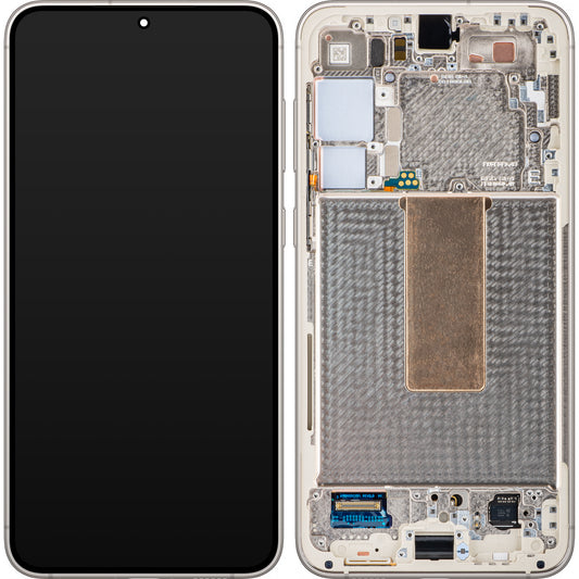 Samsung Galaxy S23+ S916 érintőképernyős kijelző, kerettel, fehér (krém), Service Pack GH82-30476B