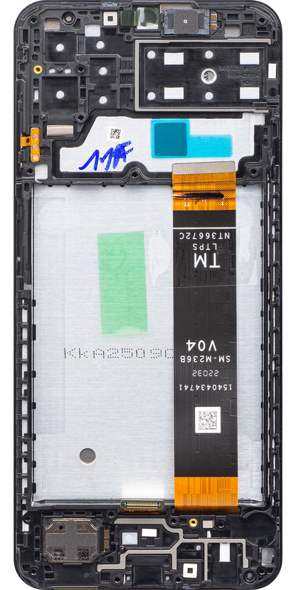 Samsung Galaxy A13 A135 érintőképernyős kijelző, kerettel, fekete, Swap GH82-28508A