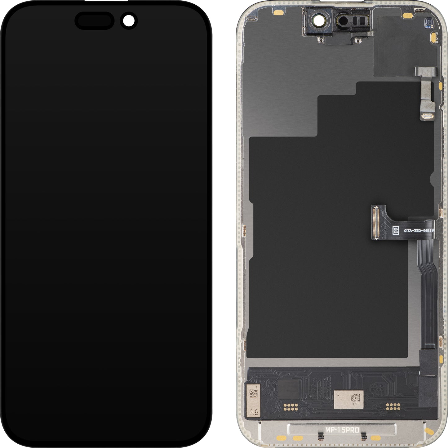 Touchscreen Display with Proximity Sensor MP compatible with Apple iPhone 15 Pro, with Frame, OLED FHD 120Hz Diagnostic Software Version, Black