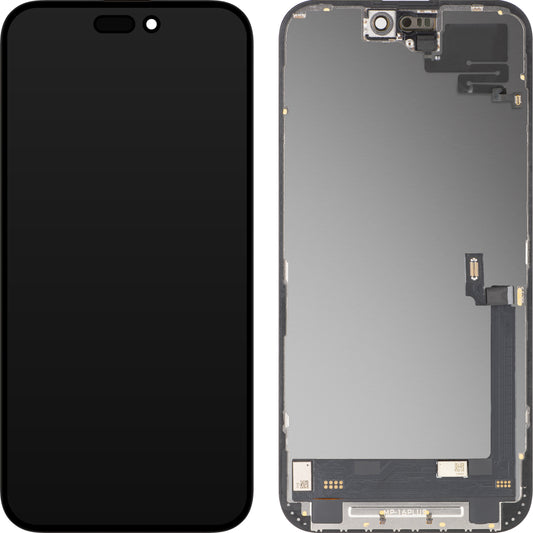 MP érintőképernyős és közelségérzékelős kijelző Apple iPhone 16 Plus kompatibilis, kerettel, OLED FHD diagnosztikai szoftververzió, fekete