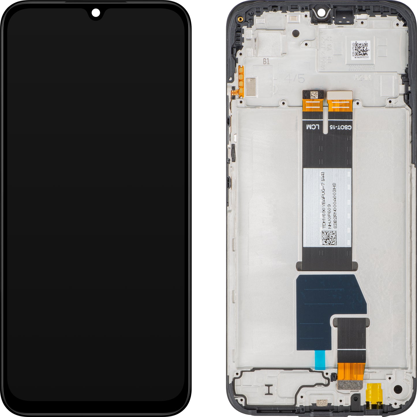Xiaomi Poco C85 4G / Redmi 15C 4G érintőképernyős kijelző, kerettel, globális verzió, fekete, csere 5600020P15A00