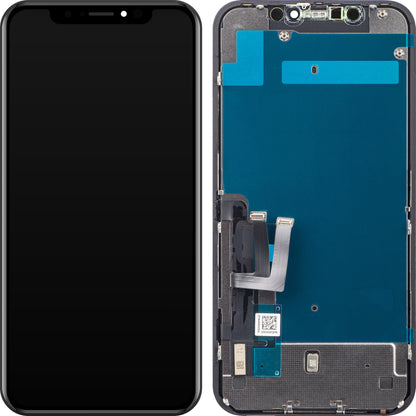 ZY érintőképernyő kijelző Apple iPhone 11 készülékhez, kerettel, LCD In-Cell IC mozgatható, Fekete 