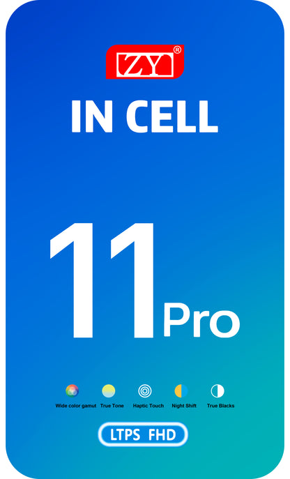 ZY érintőképernyő kijelző Apple iPhone 11 Pro készülékhez, kerettel, In-Cell IC mozgatható LCD verzió, Fekete 