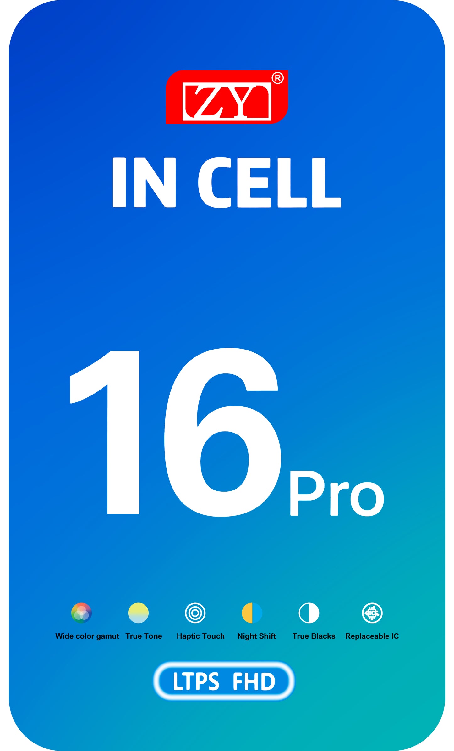 ZY érintőképernyős kijelző Apple iPhone 16 Pro-hoz, kerettel, mozgatható IC-s In-Cell LCD verzió, Fekete