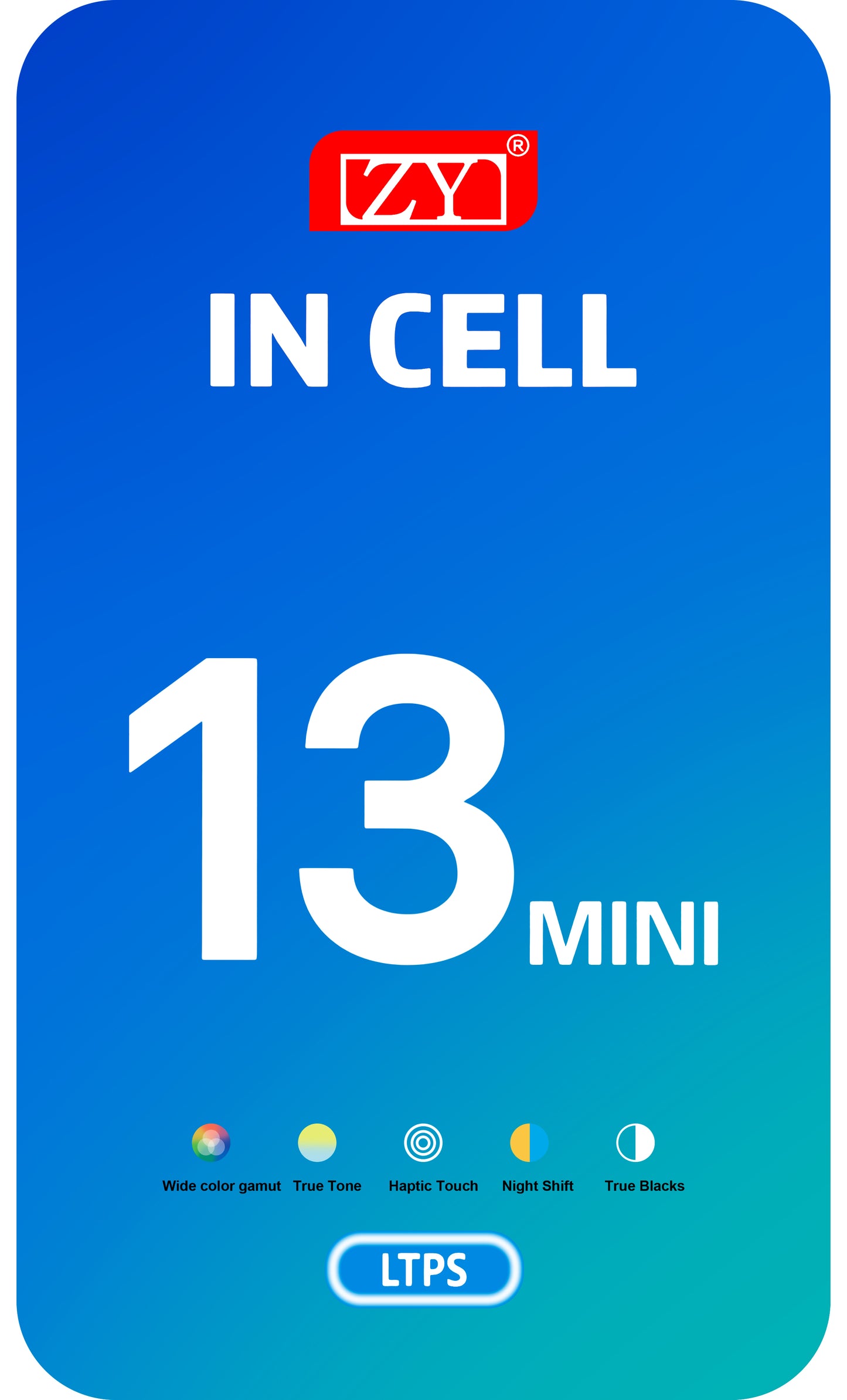 ZY érintőképernyő kijelző Apple iPhone 13 mini készülékhez, kerettel, LCD In-Cell IC mozgatható, Fekete