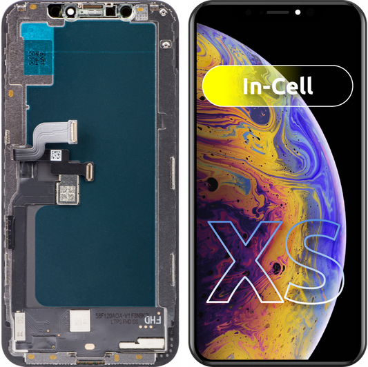 ZY érintőképernyő kijelző Apple iPhone XS készülékhez, kerettel, In-Cell LCD változat, fekete 