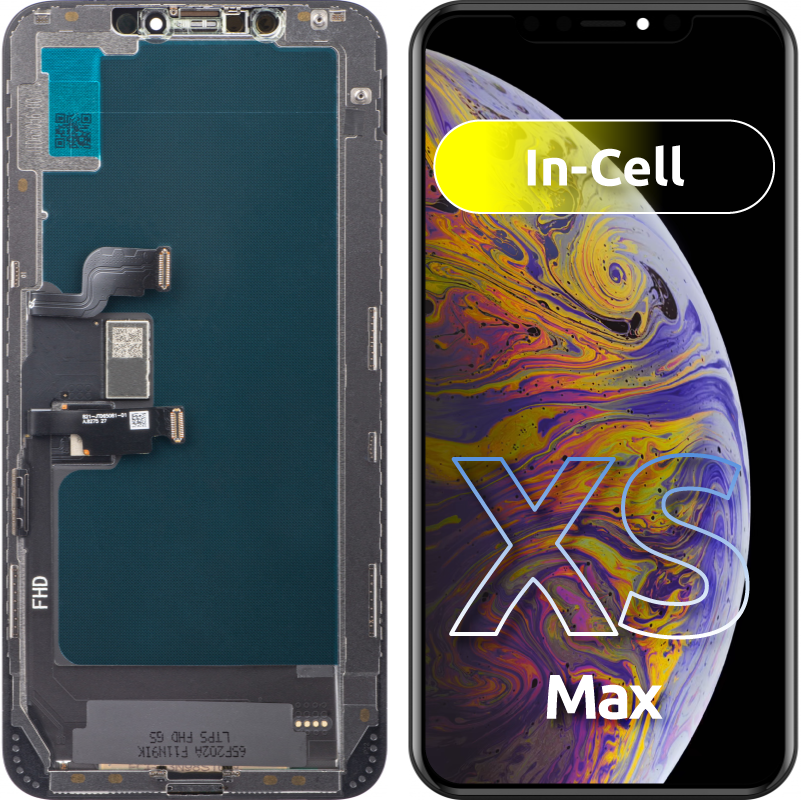 ZY érintőképernyő kijelző Apple iPhone XS Max készülékhez, kerettel, In-Cell LCD változat, fekete 