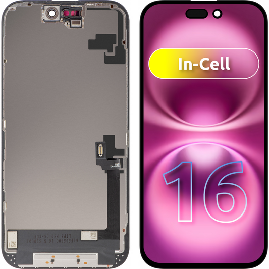 ZY érintőképernyős kijelző Apple iPhone 16-hoz, kerettel, In-Cell LCD verzió, Fekete