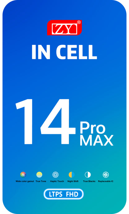 ZY érintőképernyő kijelző Apple iPhone 14 Pro Max készülékhez, kerettel, In-Cell IC mozgatható LCD változat, fekete 