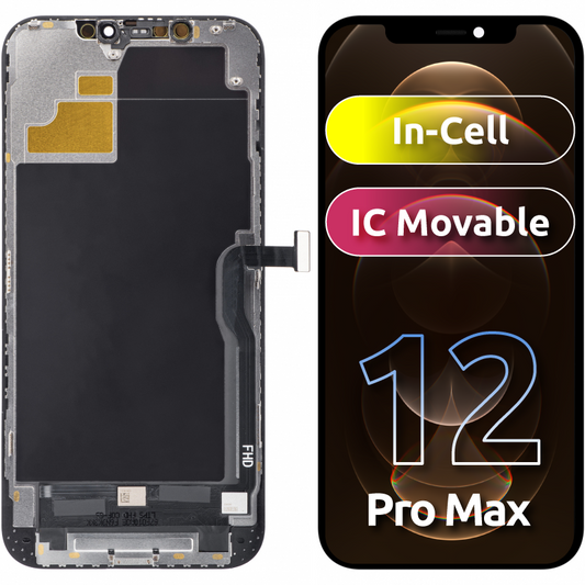 ZY érintőképernyő kijelző Apple iPhone 12 Pro Max készülékhez, kerettel, In-Cell IC mozgatható LCD változat, fekete 