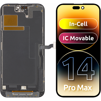 ZY érintőképernyő kijelző Apple iPhone 14 Pro Max készülékhez, kerettel, In-Cell IC mozgatható LCD változat, fekete 