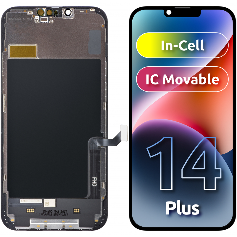 ZY érintőképernyő kijelző Apple iPhone 14 Plus-hoz, kerettel, LCD In-Cell IC mozgatható, fekete 