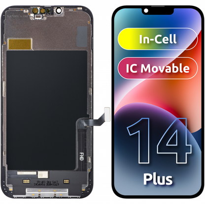 ZY érintőképernyő kijelző Apple iPhone 14 Plus-hoz, kerettel, LCD In-Cell IC mozgatható, fekete 
