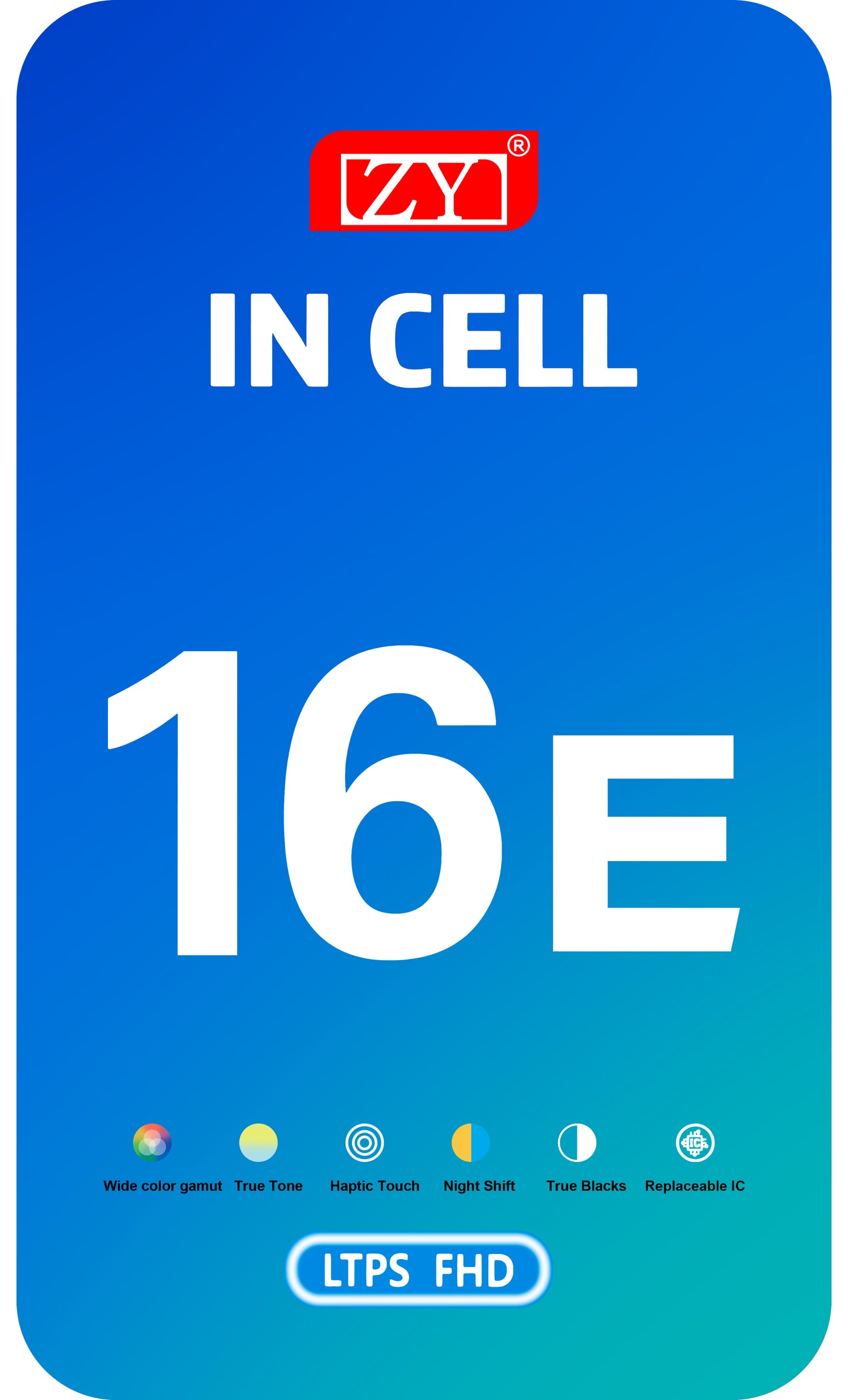ZY érintőképernyős kijelző Apple iPhone 17e / 16e készülékhez, kerettel, LCD In-Cell IC mozgatható verzió, fekete