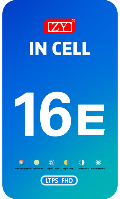 ZY érintőképernyős kijelző Apple iPhone 17e / 16e készülékhez, kerettel, LCD In-Cell IC mozgatható verzió, fekete