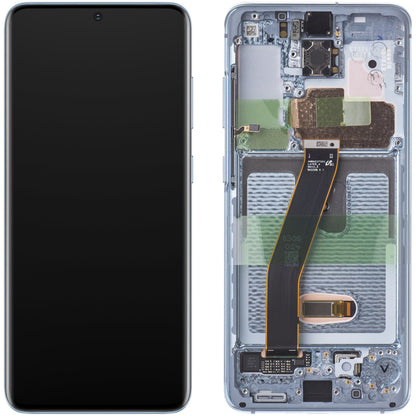 Samsung Galaxy S20 5G G981 / S20 G980 kijelző érintőképernyővel, kerettel, kék, Service Pack GH82-22131D