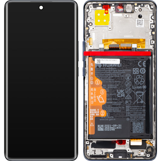 Érintőképernyős kijelző Huawei nova 9, kerettel és akkumulátorral, fekete, szervizcsomag 02354NUJ