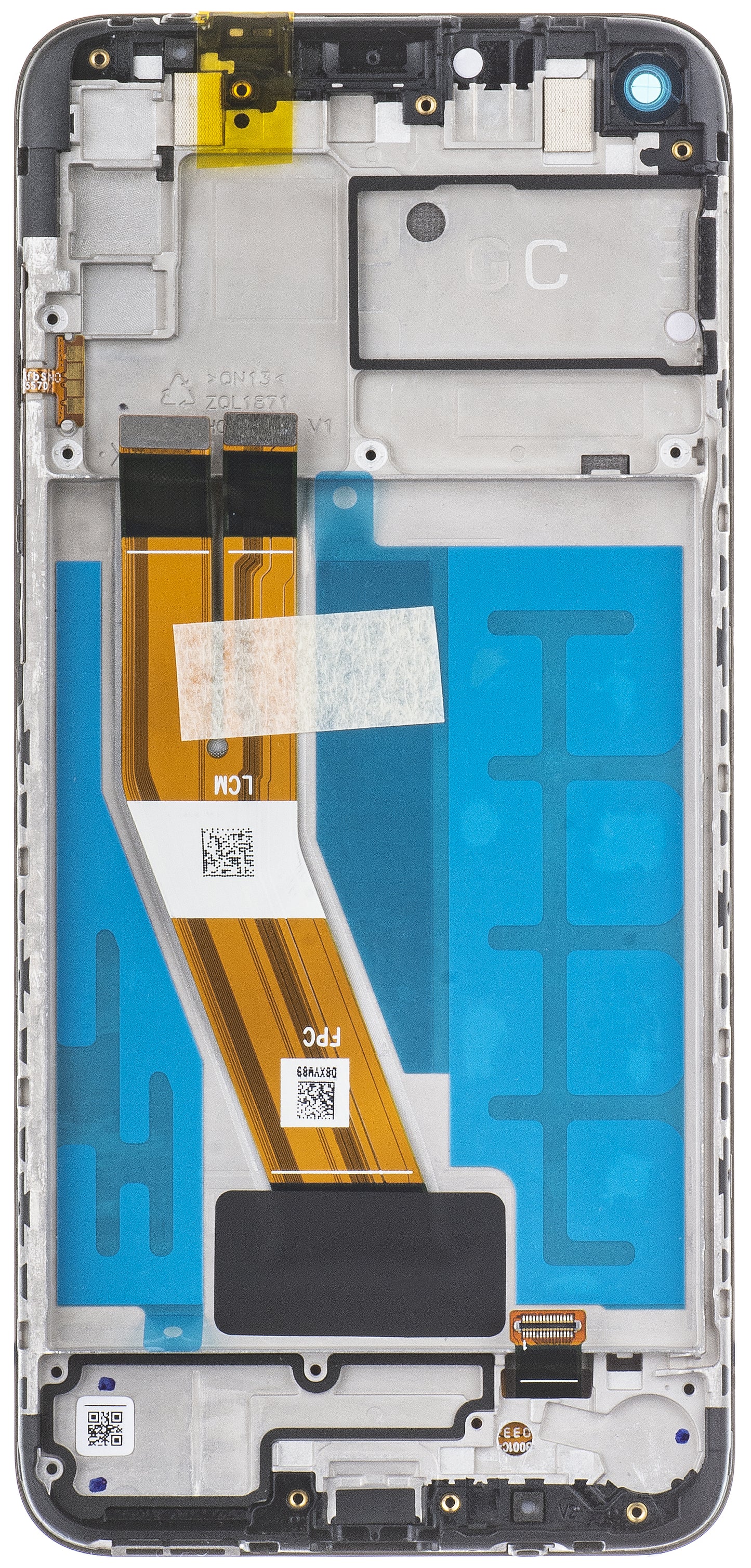 Érintőképernyős kijelző Samsung Galaxy A11 A115, kerettel, fekete, szervizcsomag GH81-18760A