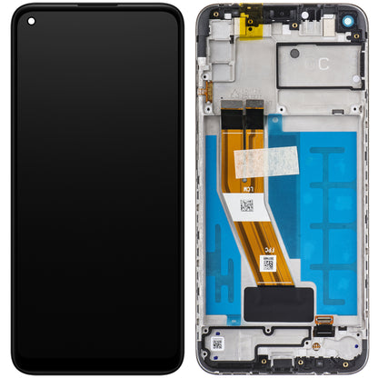 Érintőképernyős kijelző Samsung Galaxy A11 A115, kerettel, fekete, szervizcsomag GH81-18760A