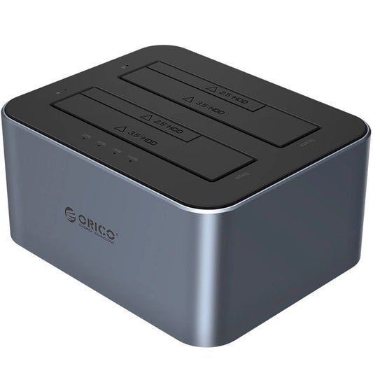 Orico 6626C3-C-V1 2-meghajtós dokkoló állomás HDD / SSD SATA 2,5 hüvelyk / 3,5 hüvelyk számára, Szürke