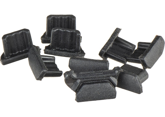 OEM porvédő dugó telefonhoz, microUSB, 10 darabos készlet, fekete
