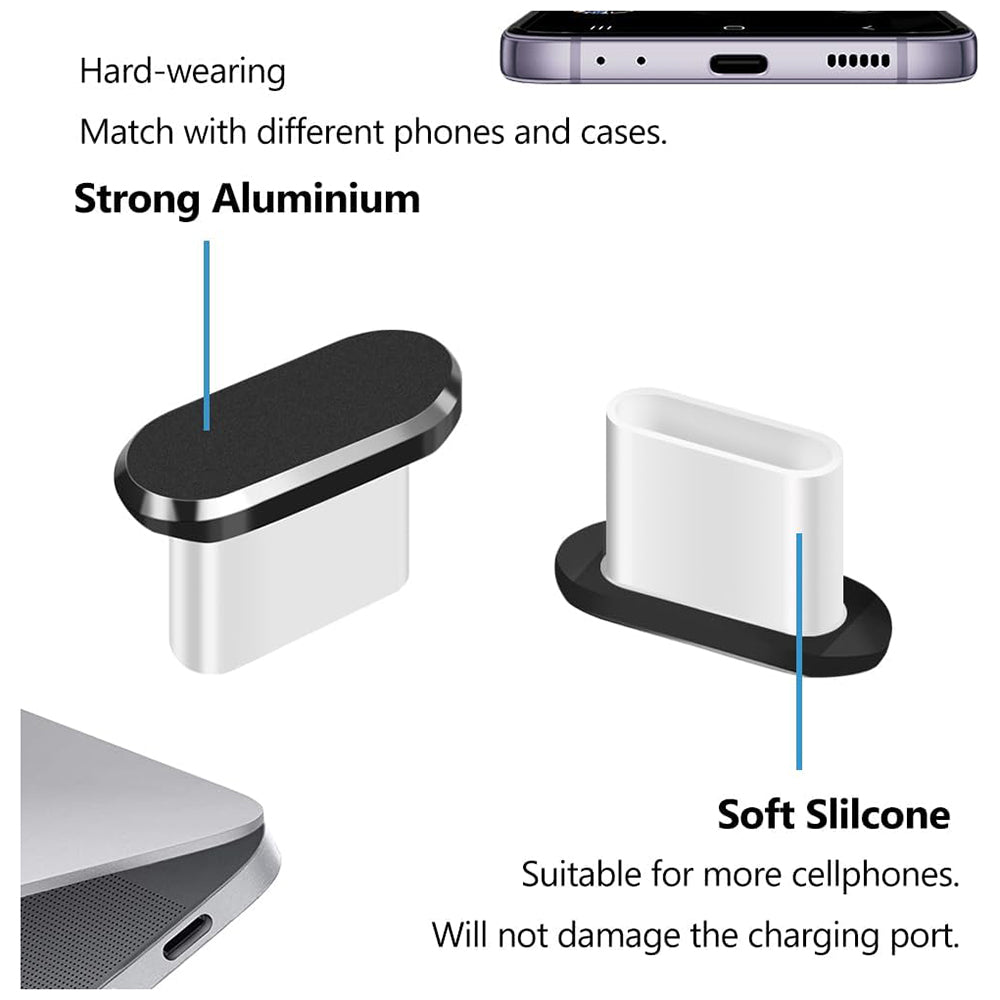 Techsuit AD1 porvédő dugó telefonhoz, USB-C, 4 darabos készlet, fekete