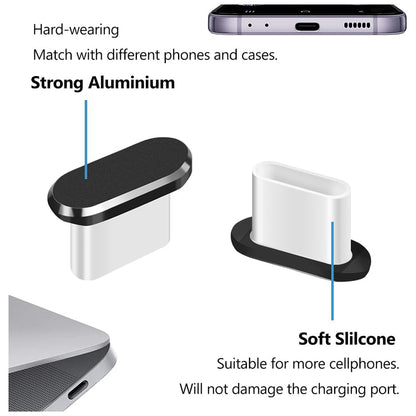 Techsuit AD1 porvédő dugó telefonhoz, USB-C, 4 darabos készlet, fekete