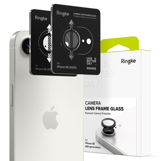 Ringke hátsó kamera védőfólia Apple iPhone 16e-hez, Edzett üveg, 2 darabos készlet, Fekete
