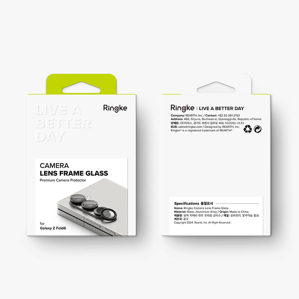 Ringke hátsó kamera védőfólia Samsung Galaxy Z Fold6 F956-hez, Edzett üveg, 2 darabos készlet, Fekete