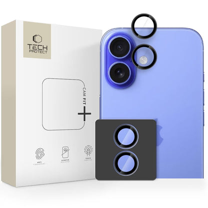 Tech-Protect CamRing Fit+ hátsó kamera védőfólia Apple iPhone 17-hez, Edzett üveg, Fekete