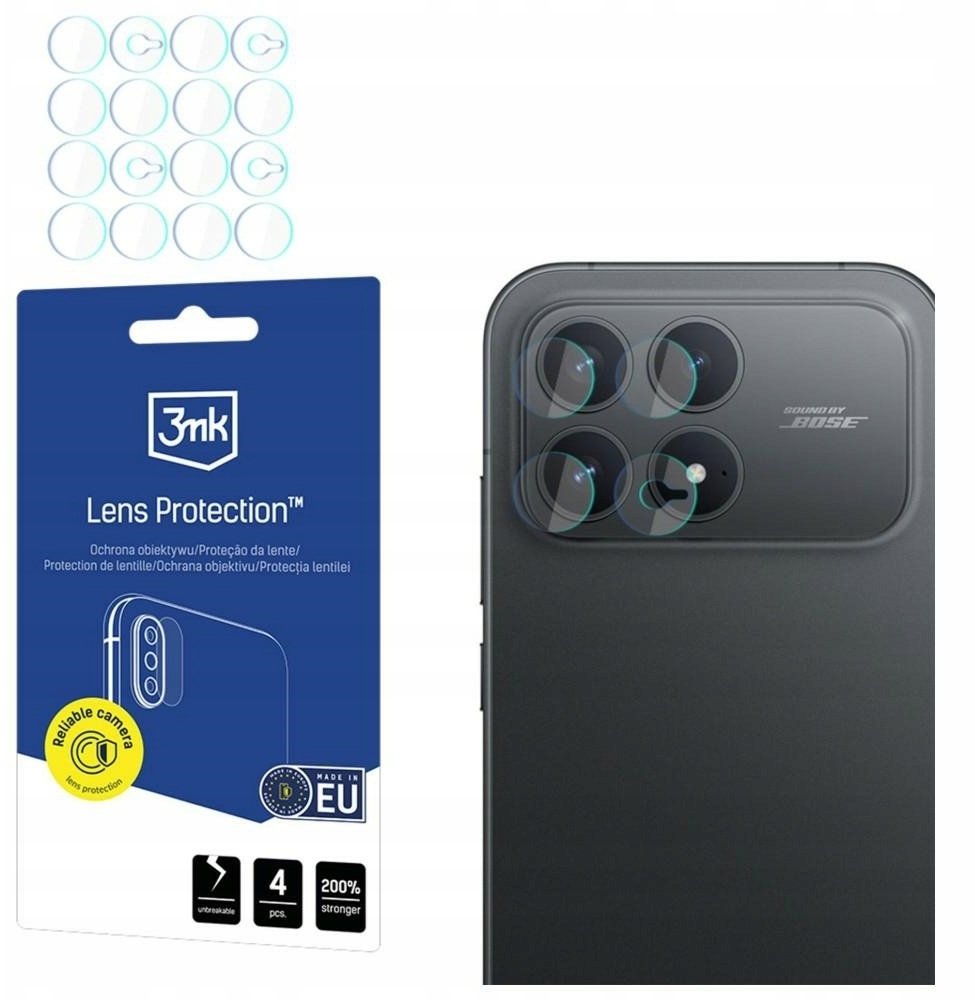 3MK Lens Rear Camera Protective Film for Xiaomi Poco F8 Pro, Flexible Glass, Set of 4 Pieces, Transparent