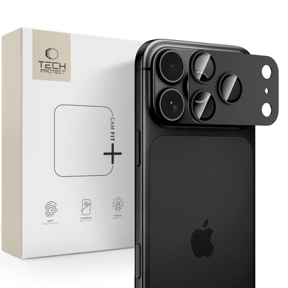 Tech-Protect CamFull Fit+ hátlapi kamera védőfólia Apple iPhone 18 Pro-hoz, edzett üveg, fekete