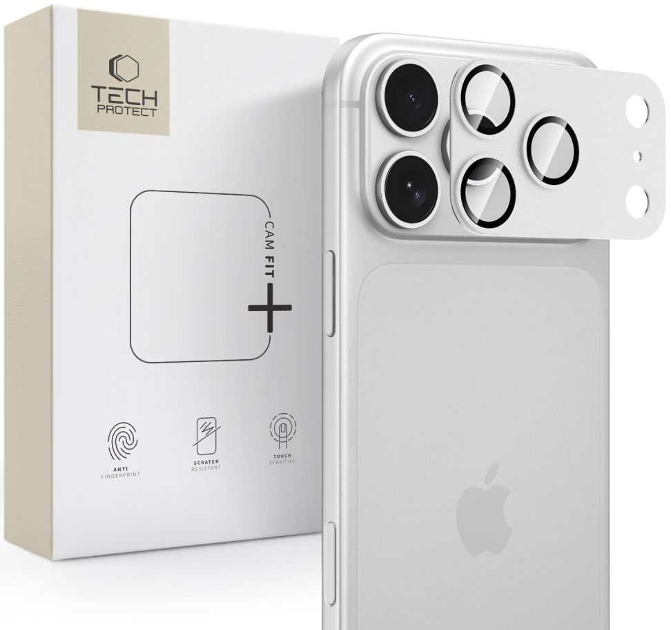 Tech-Protect CamFull Fit+ hátlapi kamera védőfólia Apple iPhone 18 Pro-hoz, edzett üveg, ezüst