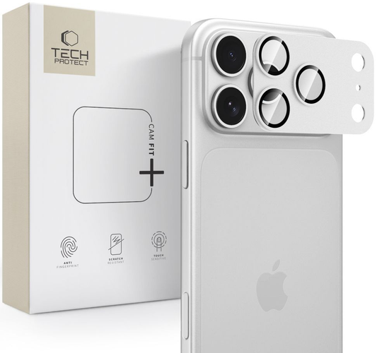 Tech-Protect CamFull Fit+ hátlapi kamera védőfólia Apple iPhone 18 Pro-hoz, edzett üveg, ezüst