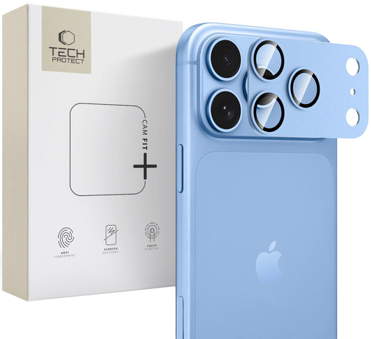 Tech-Protect CamFull Fit+ hátlapi kameravédő fólia Apple iPhone 18 Pro Max készülékhez, edzett üveg, világoskék