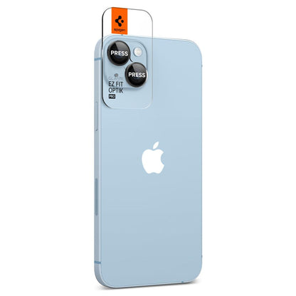 Spigen GlastR EZ FIT Optik Pro hátsó kamera védőfólia Apple iPhone 15 Plus / 15-höz, Edzett üveg, 2 darabos készlet, Fekete AGL05213