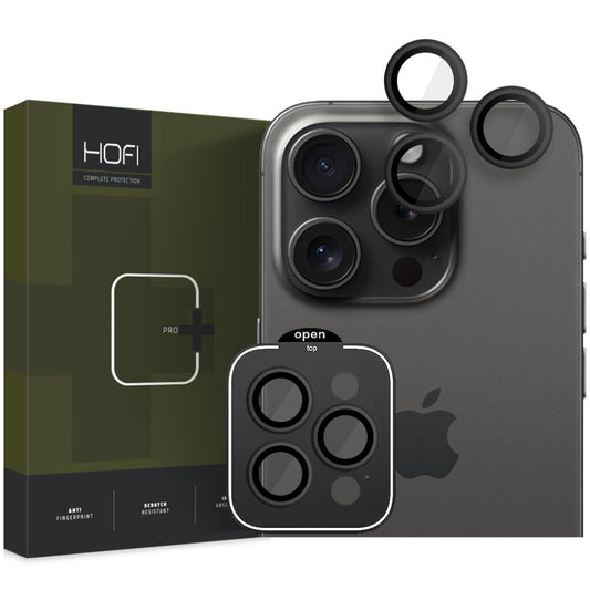 HOFI CamRing PRO+ hátlapi kamera védőfólia Apple iPhone 15 Pro Max / 15 Pro készülékhez, edzett üveg, fekete
