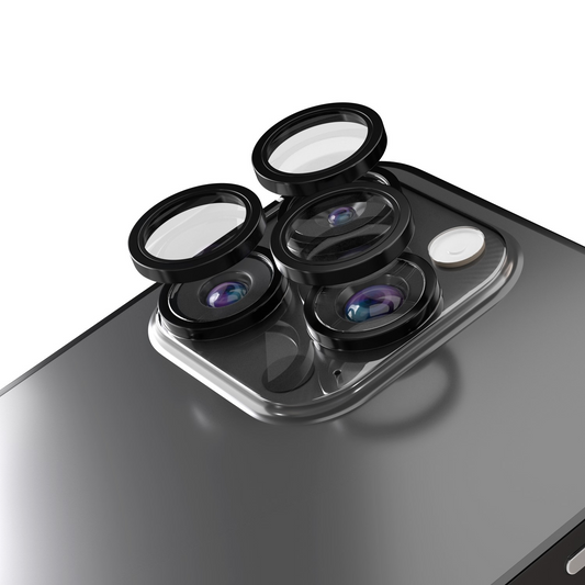 Etteri hátlapi kamera védőfólia Apple iPhone 16 Pro Max / 16 Pro készülékhez, edzett üveg, fekete