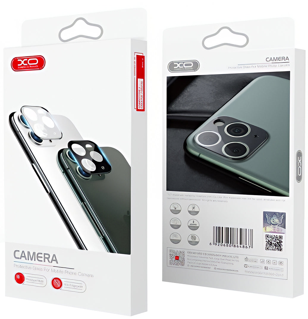 XO Design 3D hátlapi kamera védőfólia Apple iPhone 12 Pro Max készülékhez, edzett üveg, fekete