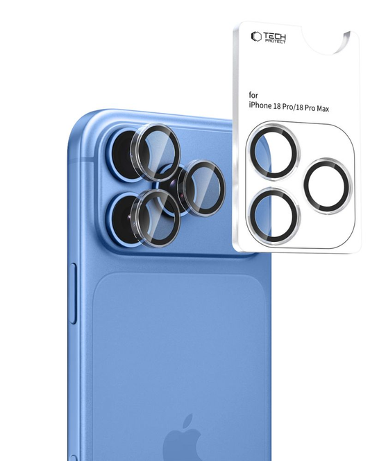 Tech-Protect CamRing Fit+ hátlapi kamera védőfólia Apple iPhone 18 Pro / 18 Pro Max készülékhez, edzett üveg, átlátszó