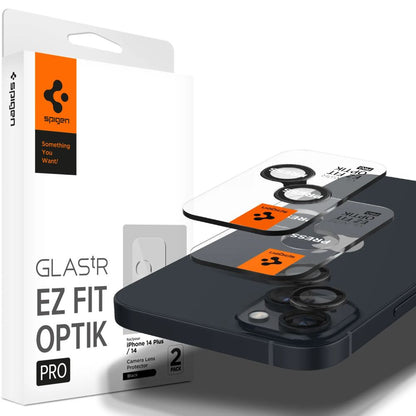 Spigen GlastR EZ FIT Optik Pro hátsó kamera védőfólia Apple iPhone 15 Plus / 15-höz, Edzett üveg, 2 darabos készlet, Fekete AGL05213